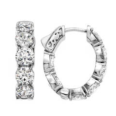 Oval Shaped Diamond Hoops .75 Inch Diameter (top to bottom)