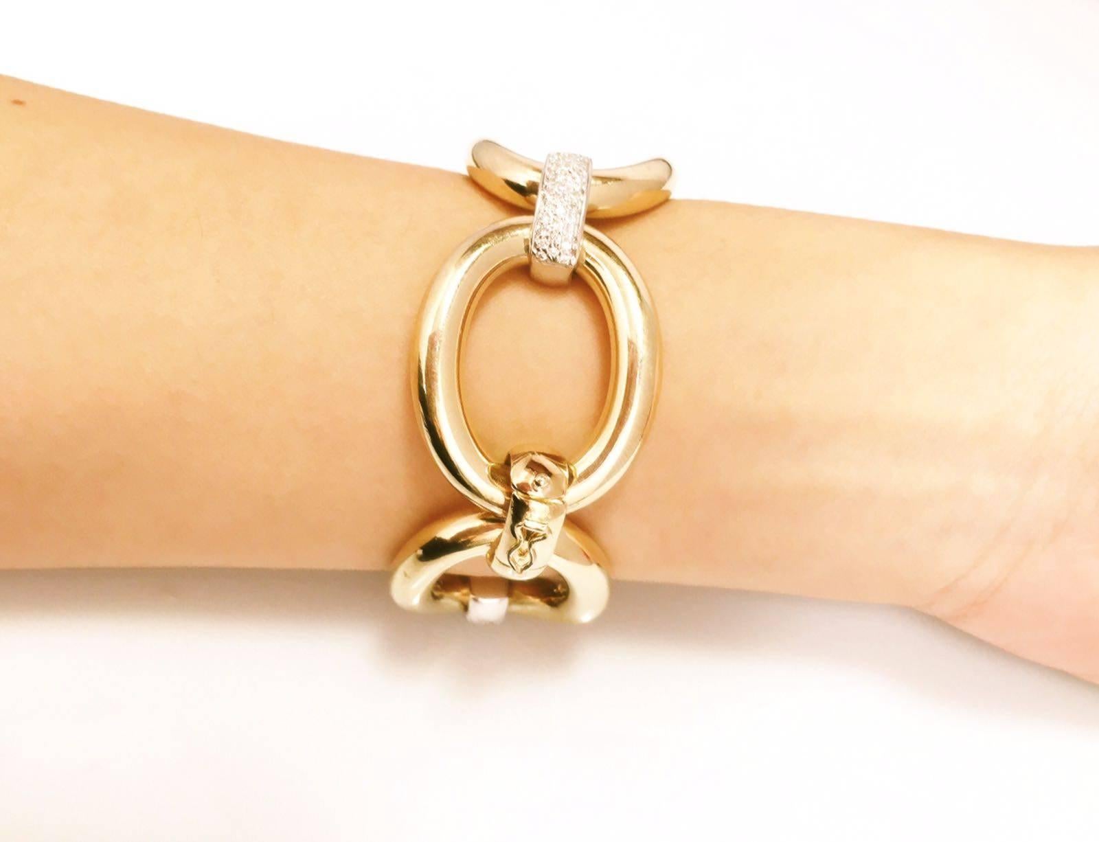 Feel the richness of this hand made bracelet the moment you put in on your wrist! Available for all wrist sizes. Based on a 7inch bracelet. This piece may be ordered in white/yellow/rose/black gold 14k/18k. 