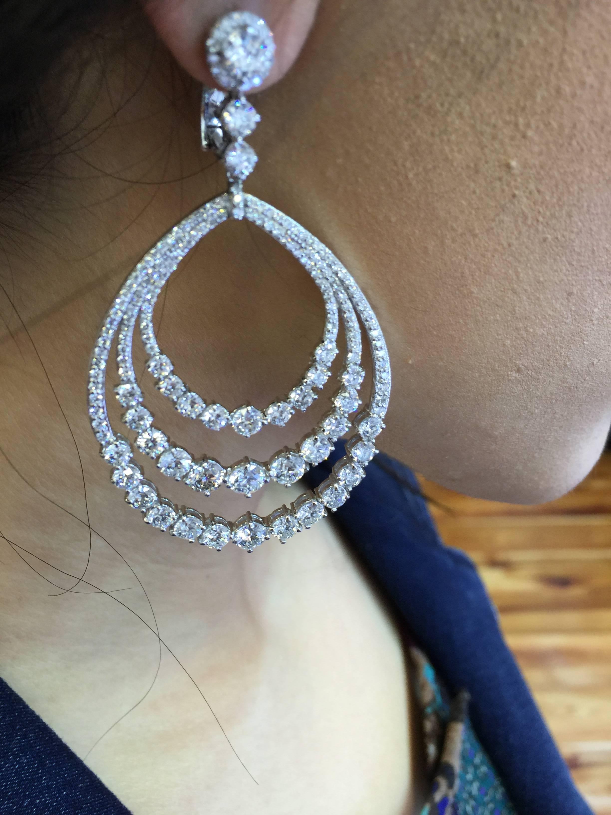 Modern Diamond Gold Dangle Earrings