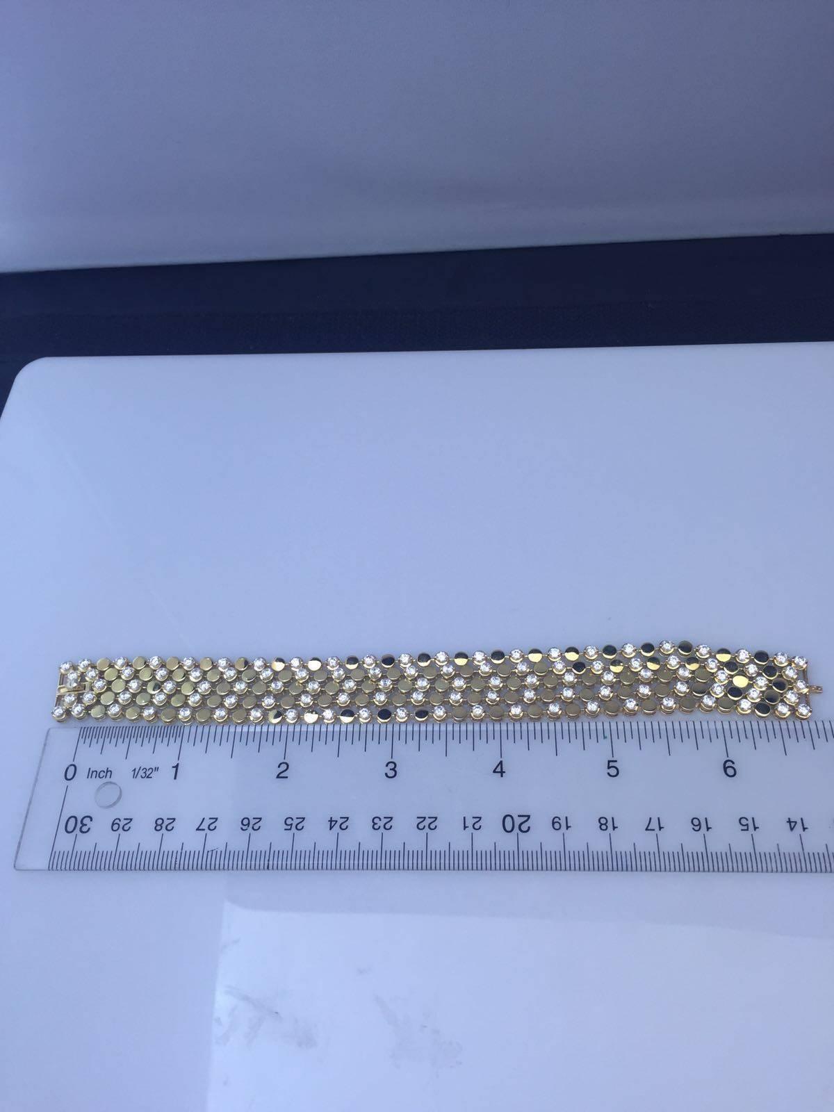 Women's Diamond Gold Flexible Four Row Bracelet 