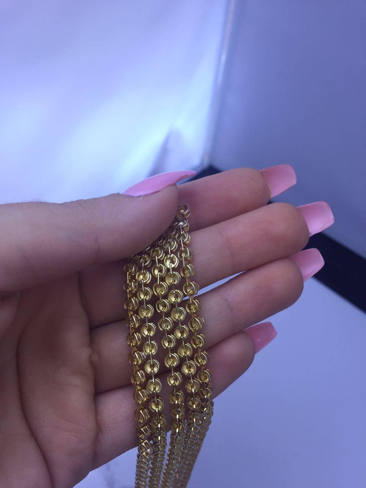 Diamond Gold Flexible Four Row Bracelet  1