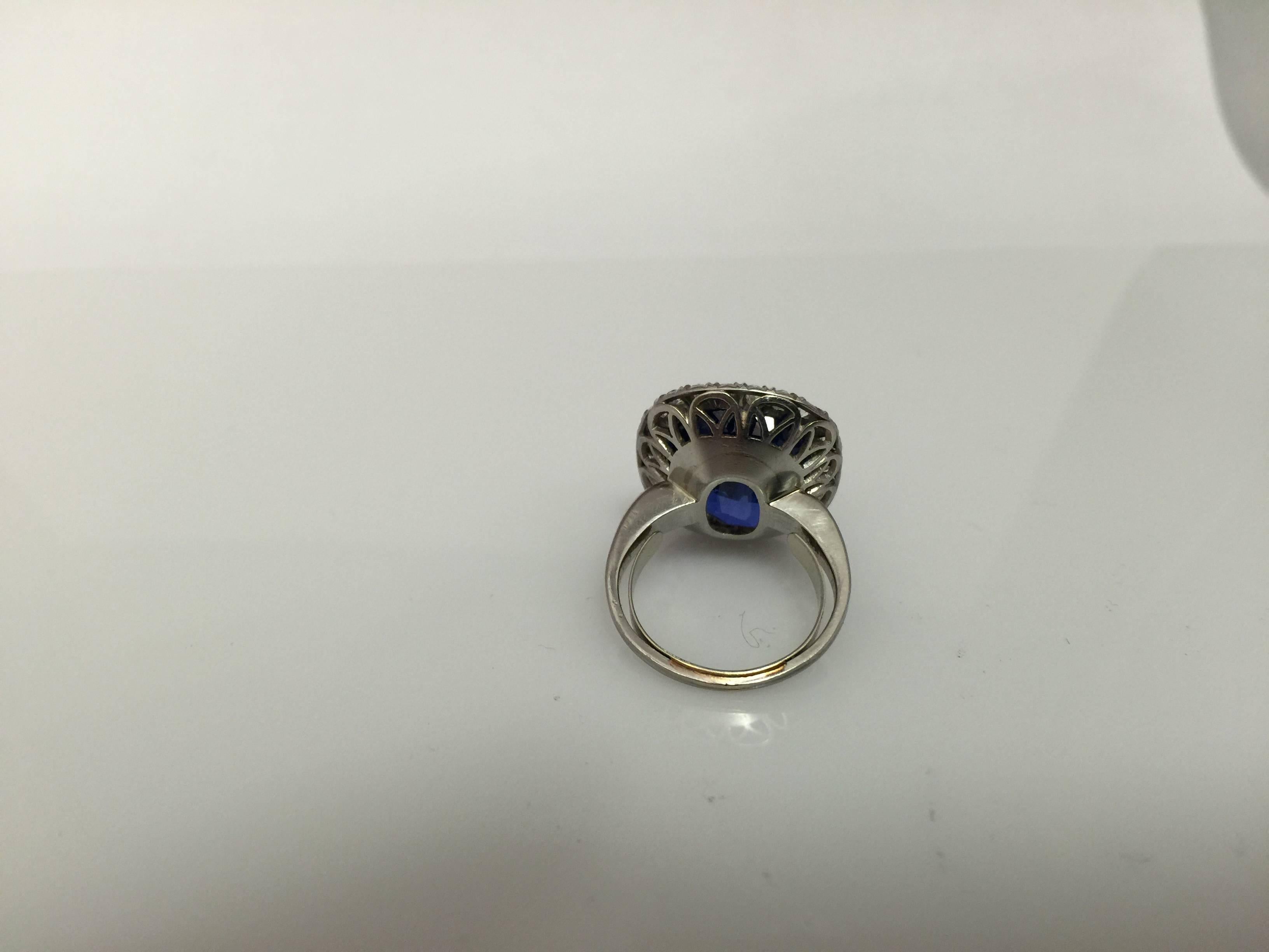 Extremely rare one of a kind GIA Certified Burmese Sapphire With No Heat Treatment! 
The measurements on the is one of a kind cushion Sapphire is:
15.56x12.37x7.79mm: 
We can size this ring to any finger! 