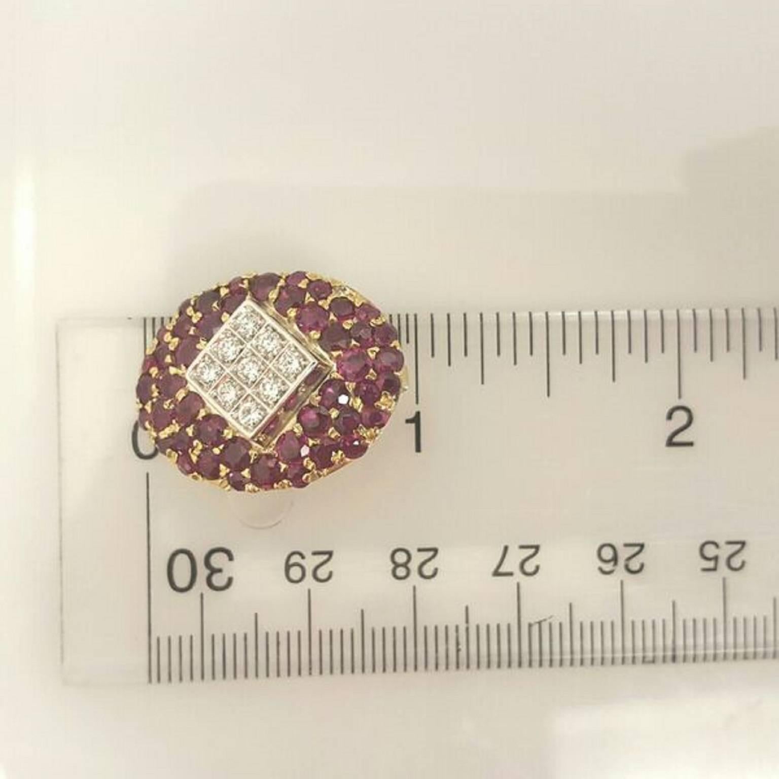 Women's Burmese Ruby Diamond Gold Fancy Earrings