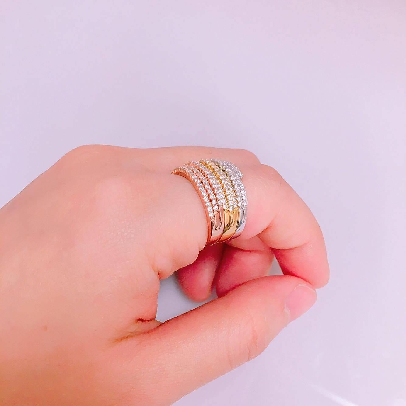 Women's Micro Pave Diamond Gold Ring