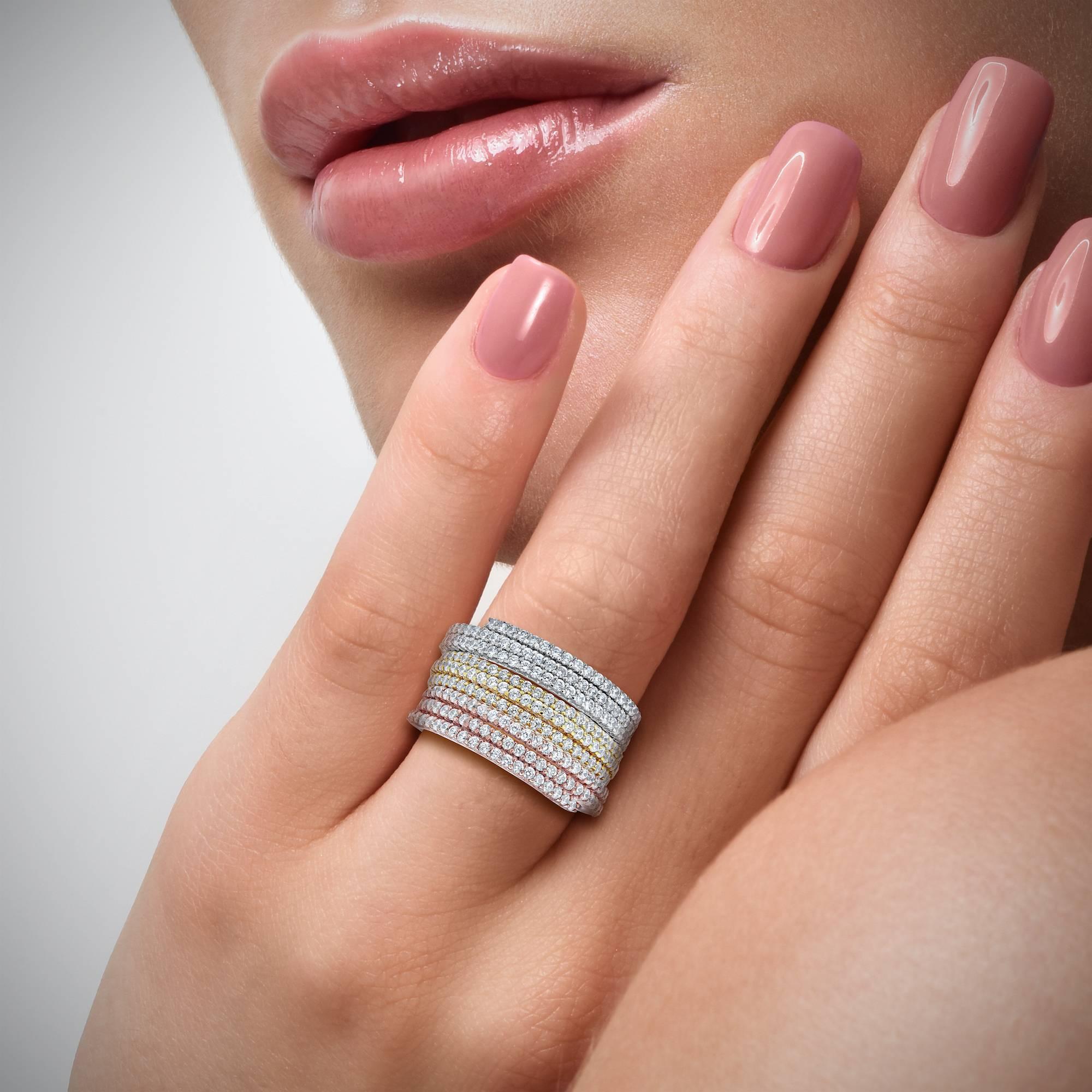 Modern Micro Pave Diamond Gold Ring