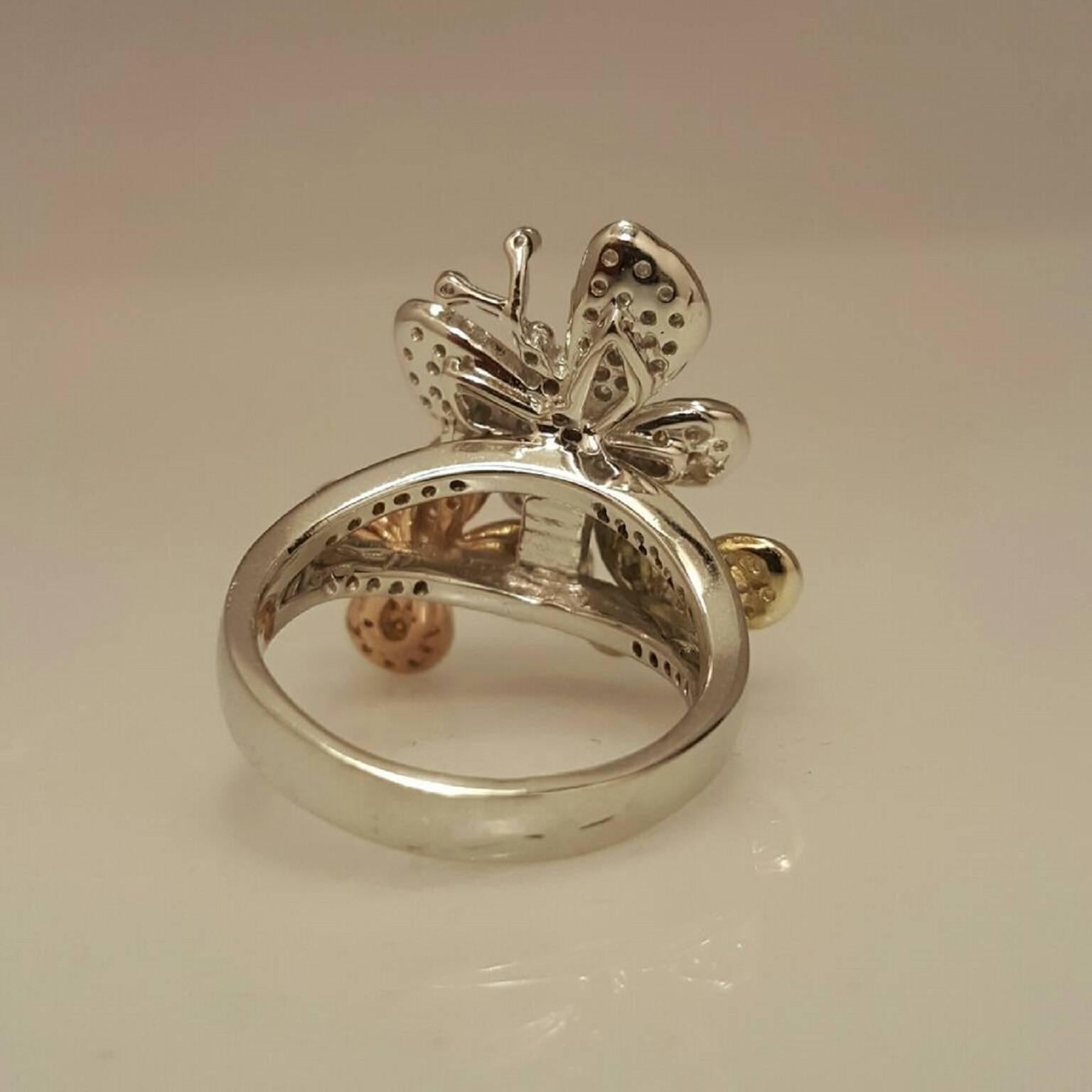 Modern Diamond Gold Butterfly Ring