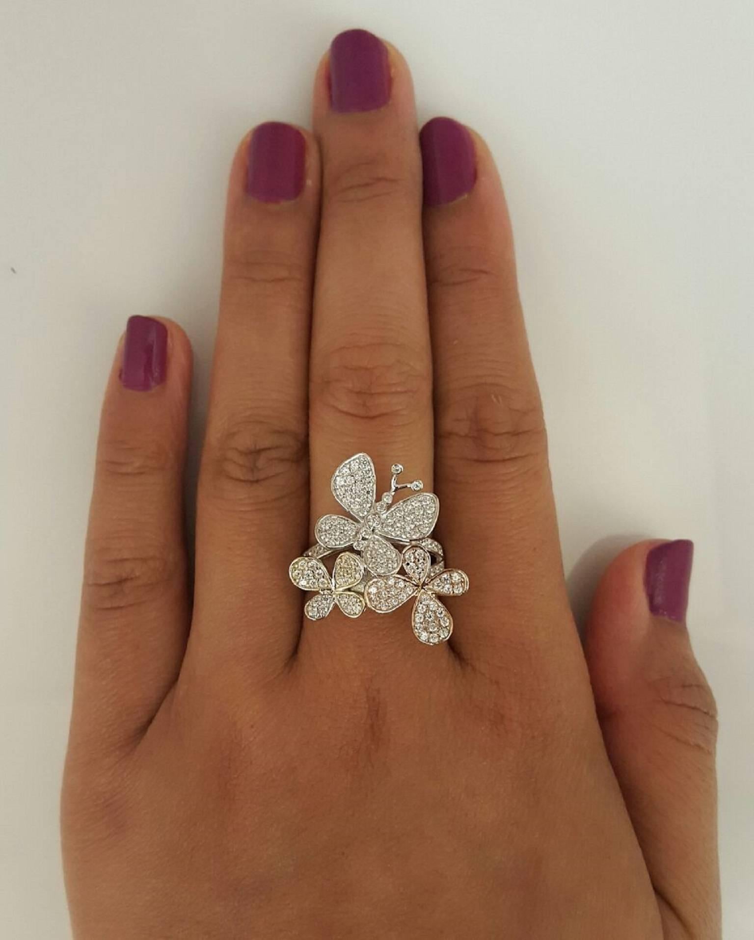 Women's Diamond Gold Butterfly Ring