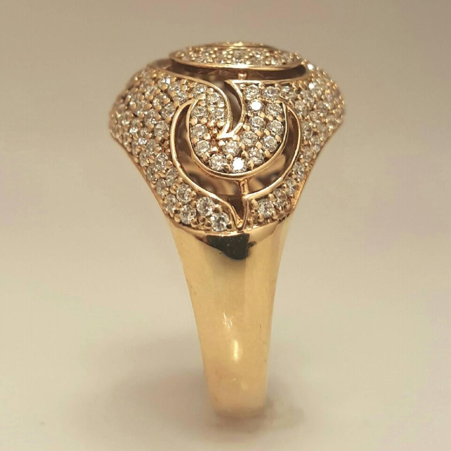 Modern Open Work Diamond Gold Ring