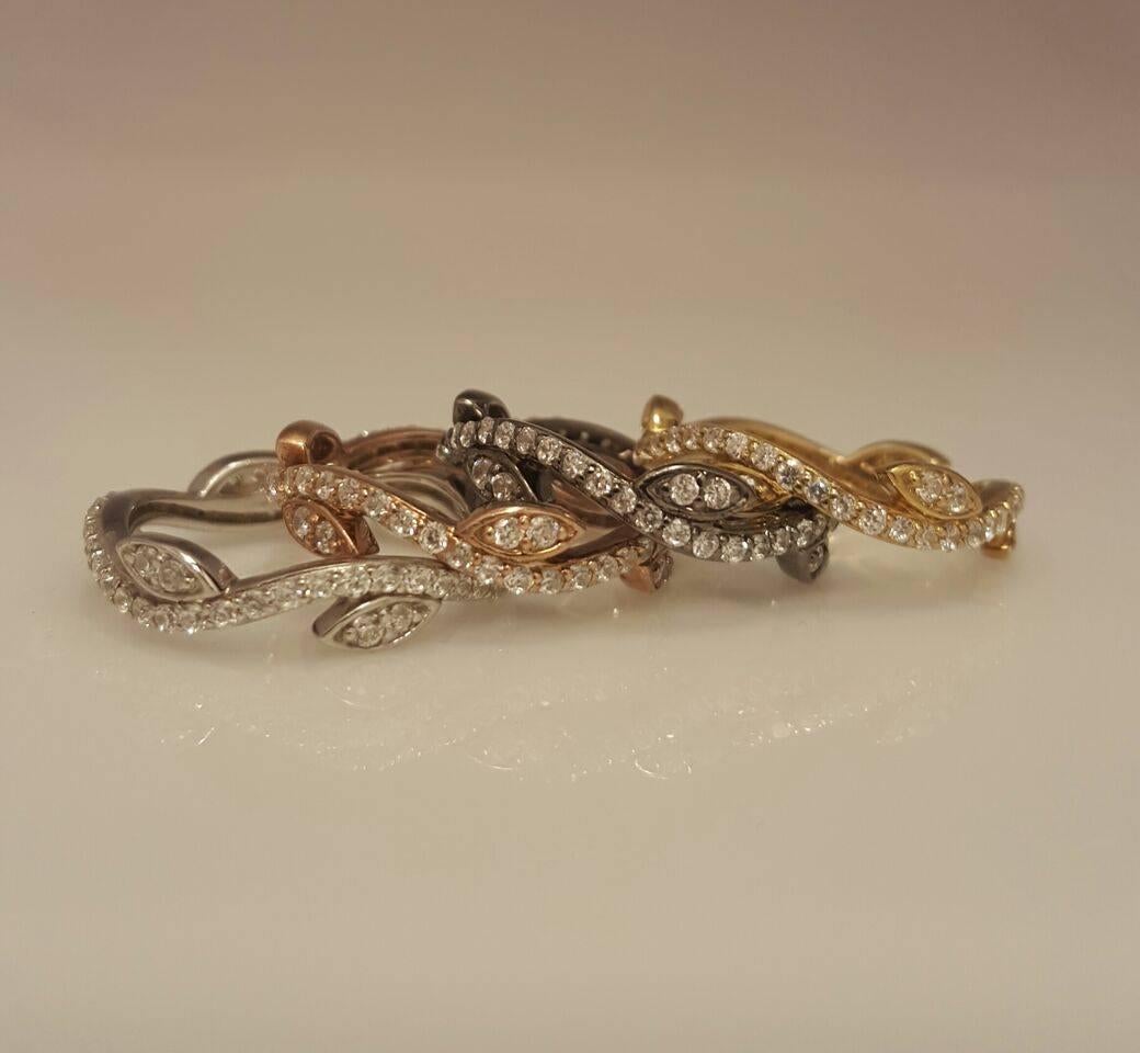 Modern Four Stackable Eternity Diamond Gold Band Rings