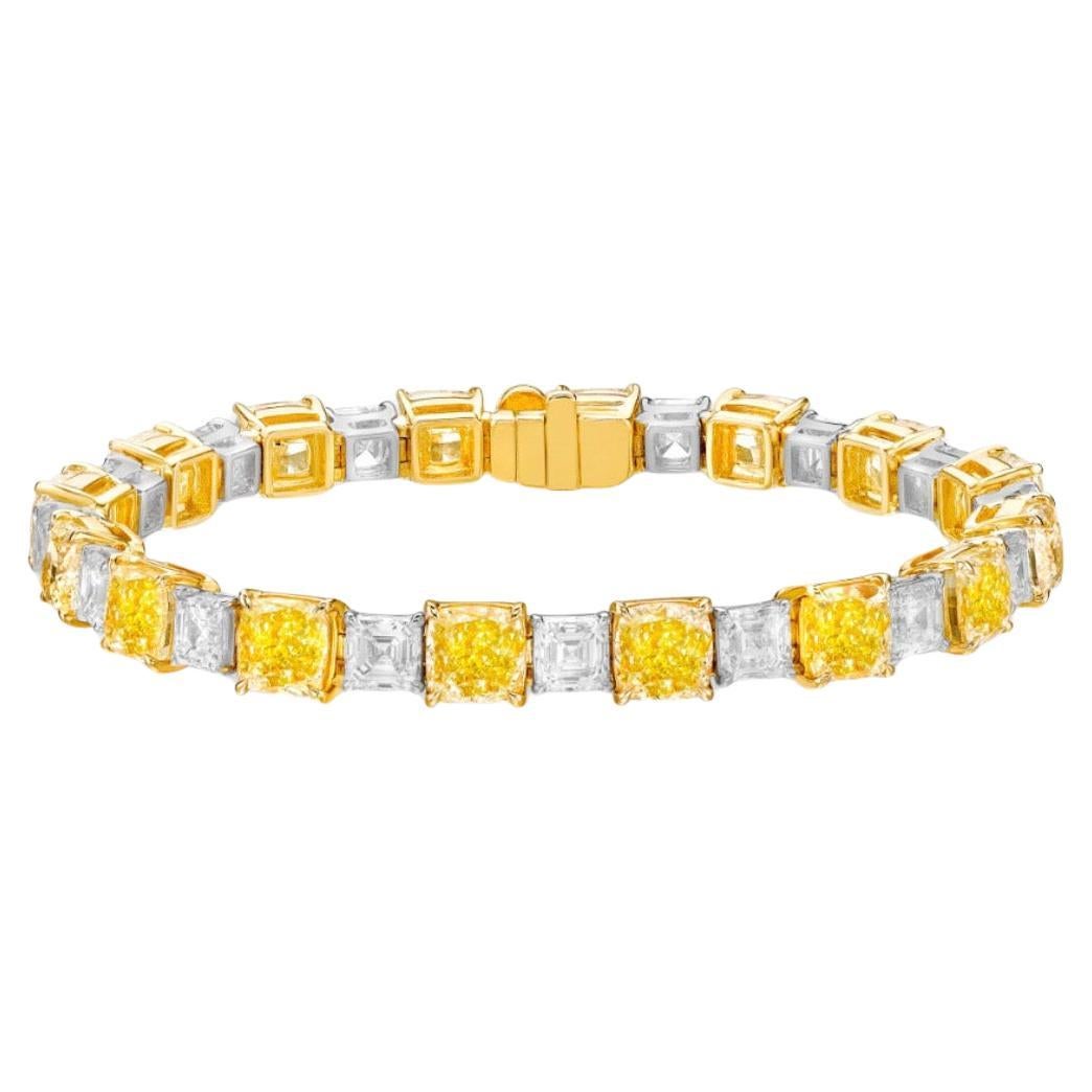 Emilio! Bracciale di diamanti bianchi e gialli certificato GIA da 23,64 carati