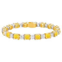 Emilio Jewelry Bracelet en diamant certifié GIA de 23,64 carats jaune et blanc 