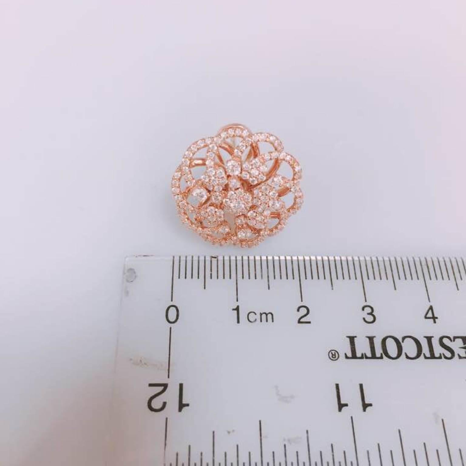 Rose Gold Micro Pave Floral Earrings  In New Condition In New York, NY