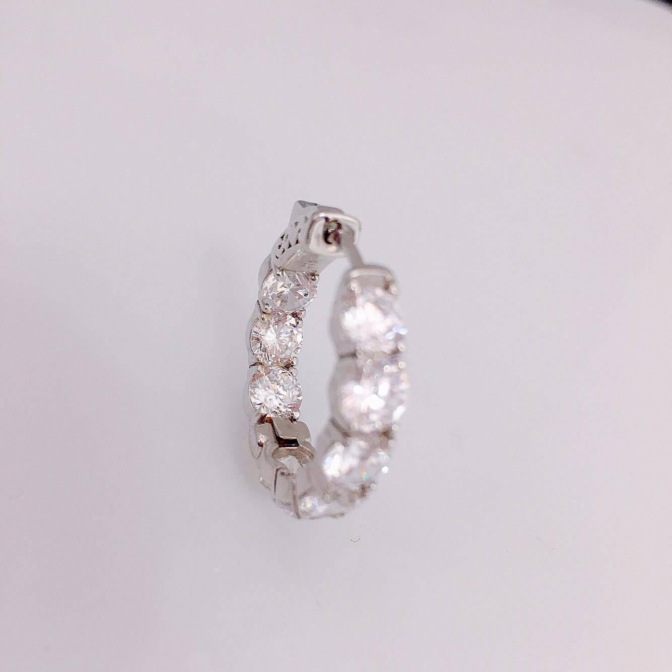 Small Diameter Inside Out Diamond Gold Hoop Earrings .40 Carat Each Diamond﻿ In New Condition In New York, NY