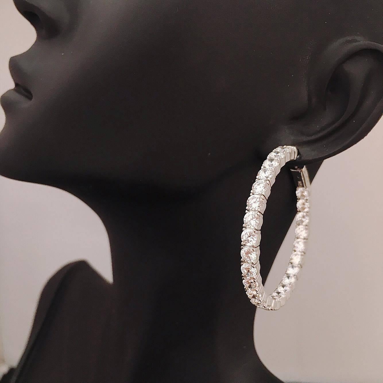 Inside Out Diamond Gold Hoops Earrings  1