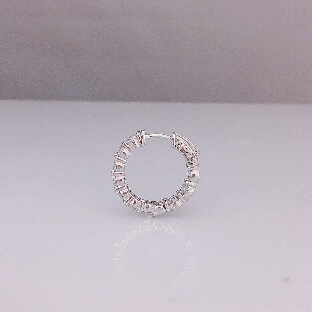 Inside Out Diamond Gold Hoops Earrings In New Condition In New York, NY