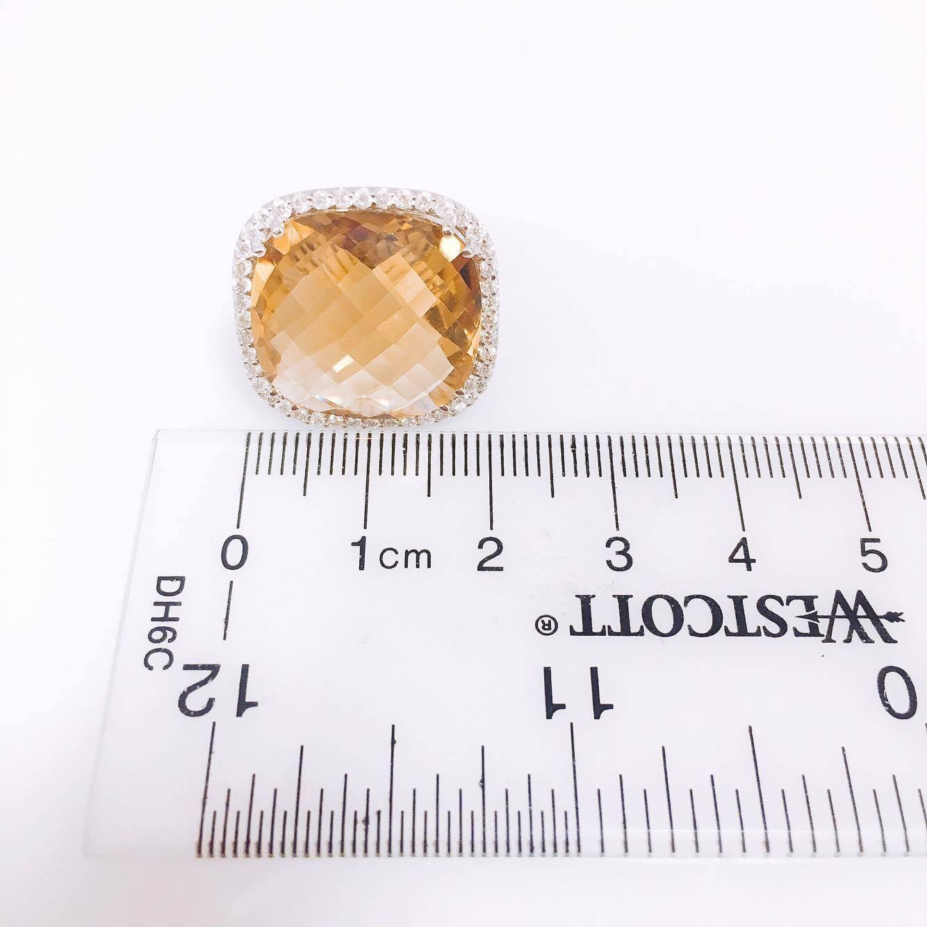 Modern 19 Carat Honey Citrine Diamond Ring