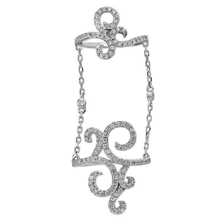Diamond Chain Linked Double Ring For Sale at 1stDibs | double ring with ...