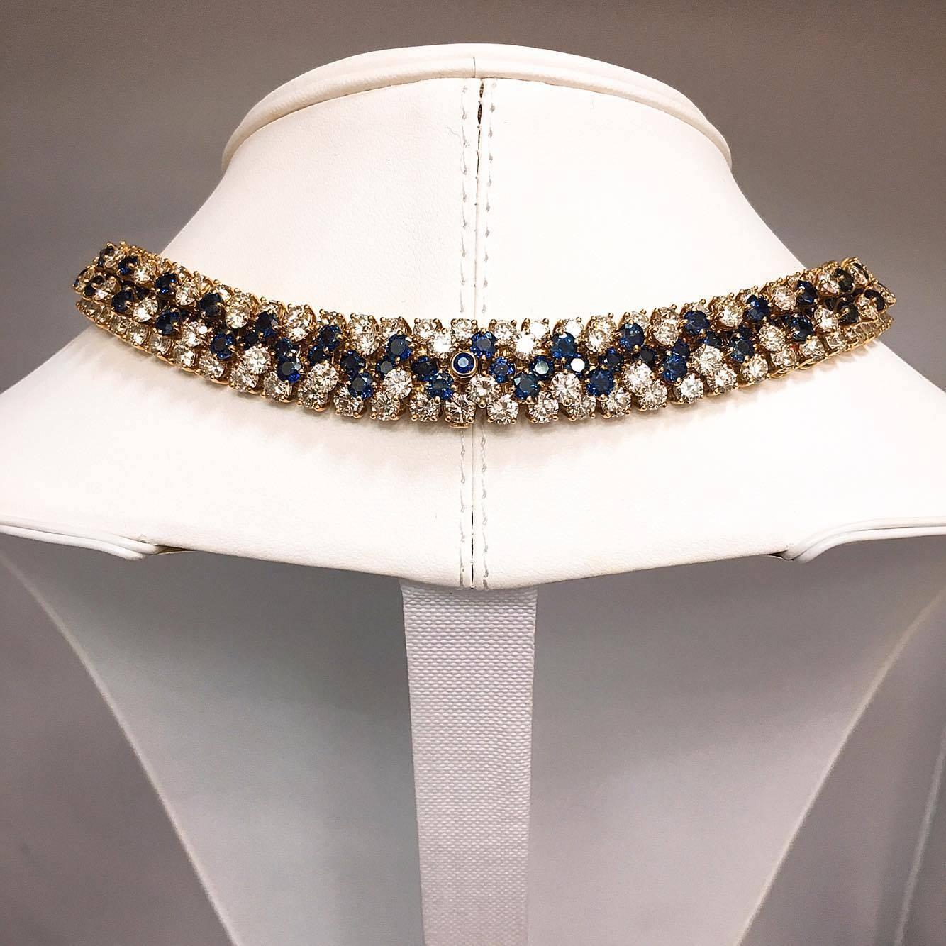 Hammerman Brothers 96.00 Carat Diamond Sapphire Gold Necklace In New Condition In New York, NY
