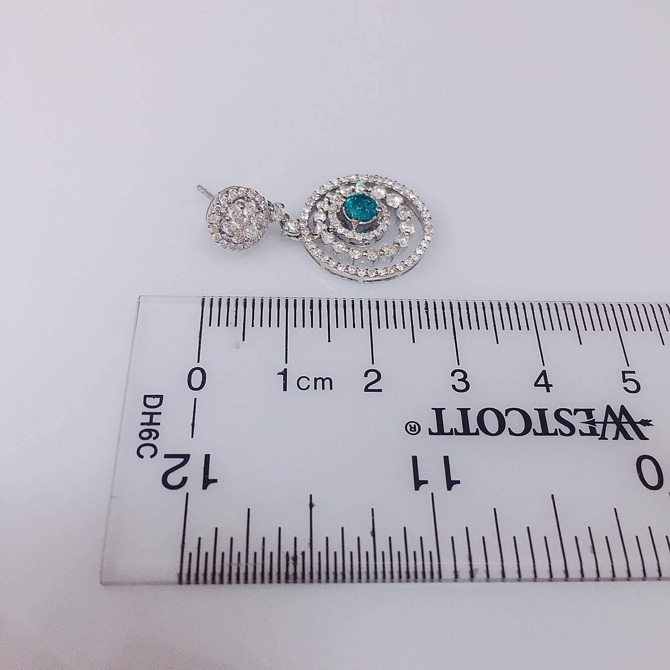 Emerald Cut Emilio Jewelry 3.12 Carat Emerald Diamond Earrings For Sale
