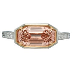 Exceptional 2.02ct Fancy Orangy Pink Diamond Emerald Cut Diamond Ultra-Rare 1.99