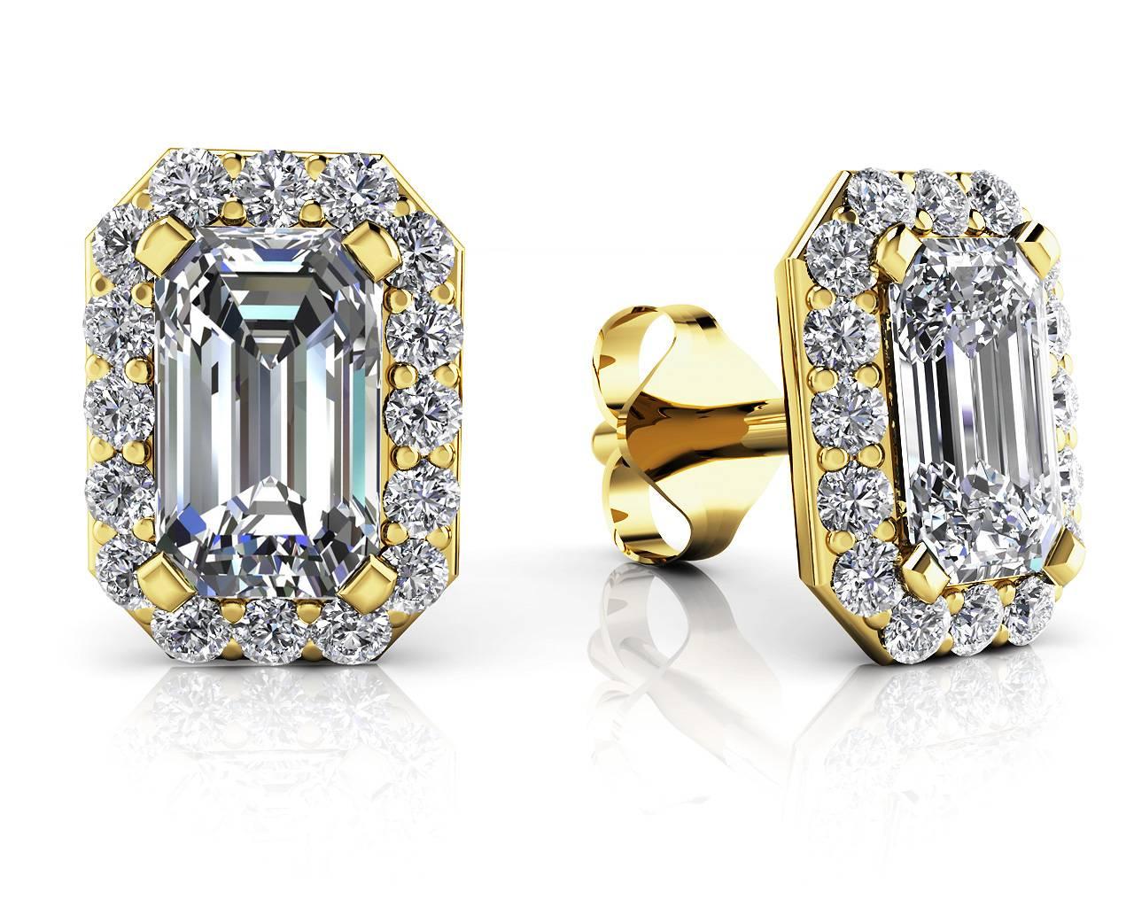 1 carat emerald cut diamond earrings