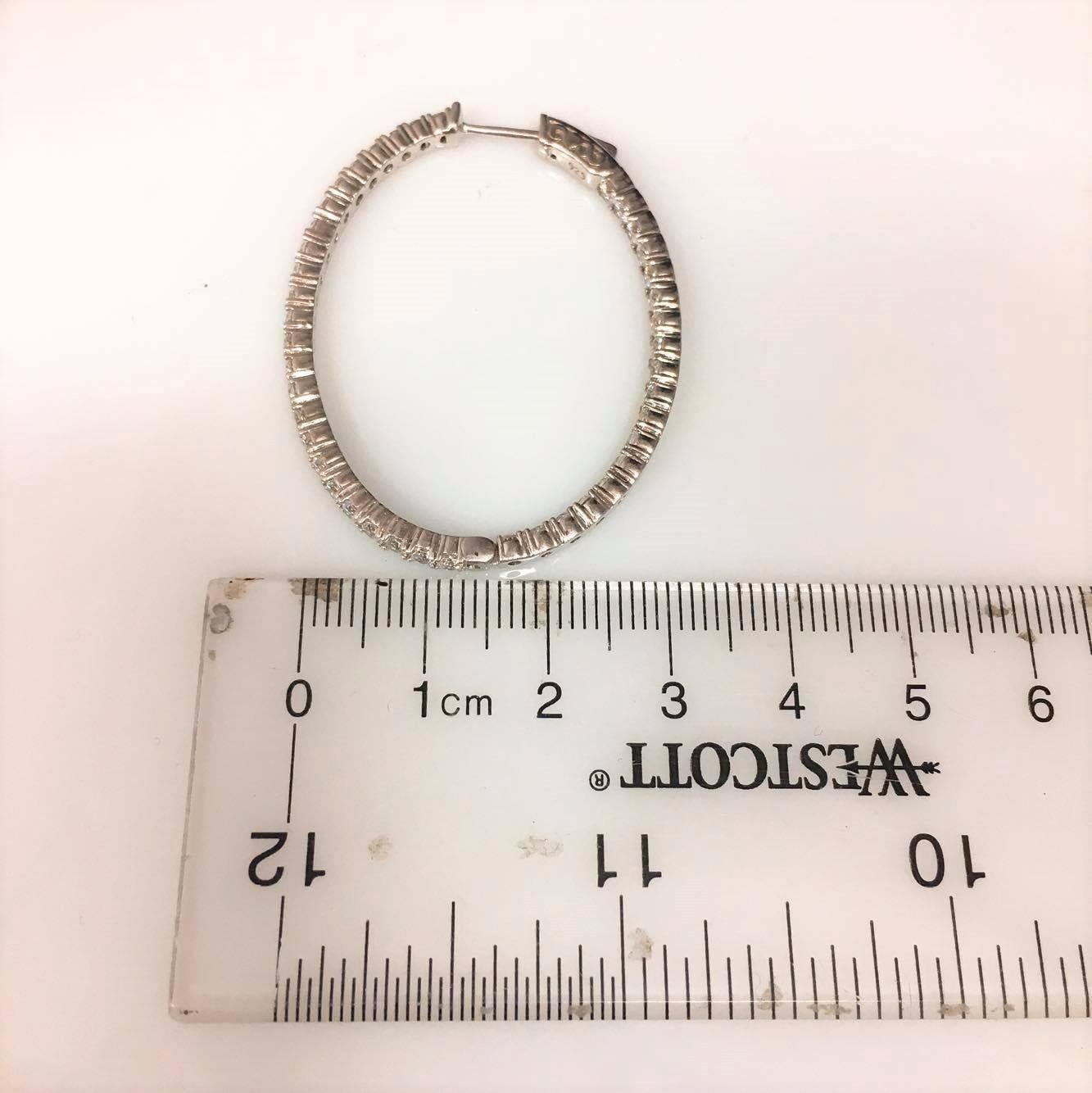 Inside Out Oval Diamond Hoops In New Condition In New York, NY