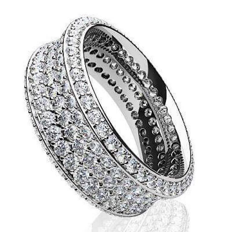 Emilio Jewelry Five-Row Pave Diamond Eternity Band In New Condition In New York, NY