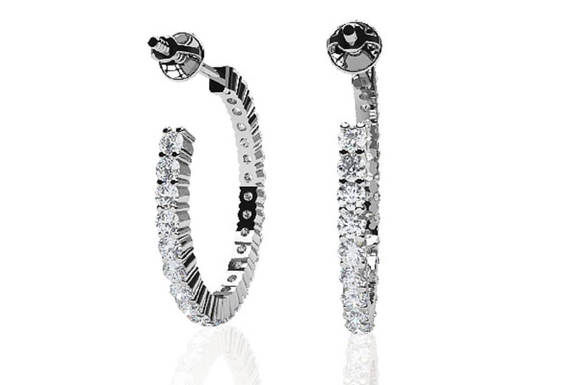 Modern Diamond Earrings Set in Platinum