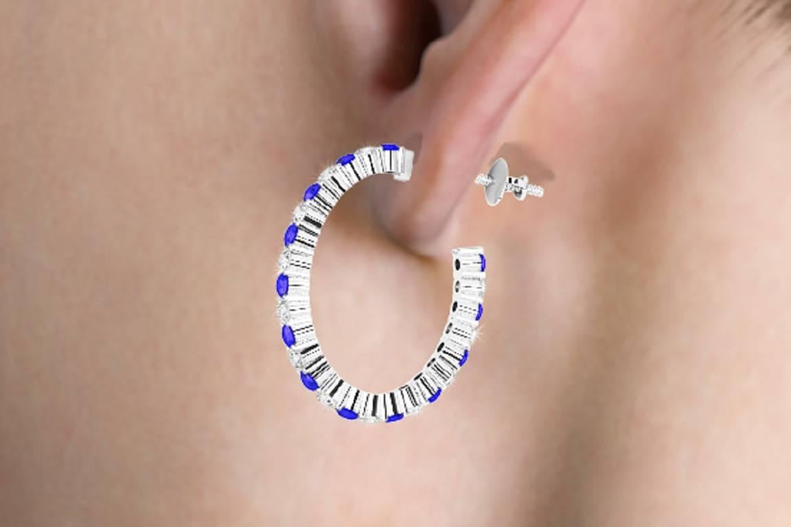 Women's Sapphire Diamond Platinum Earrings
