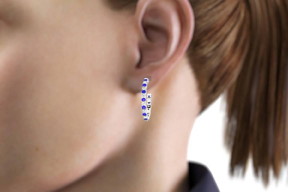 Sapphire Diamond Platinum Earrings 1