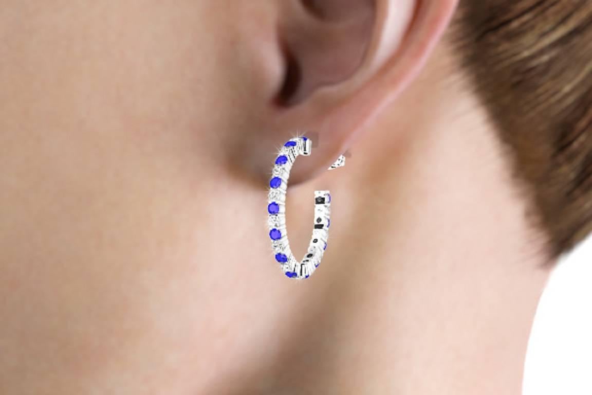 Sapphire Diamond Platinum Earrings 2