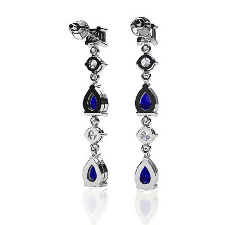 Diamond Sapphire Earrings In New Condition In New York, NY