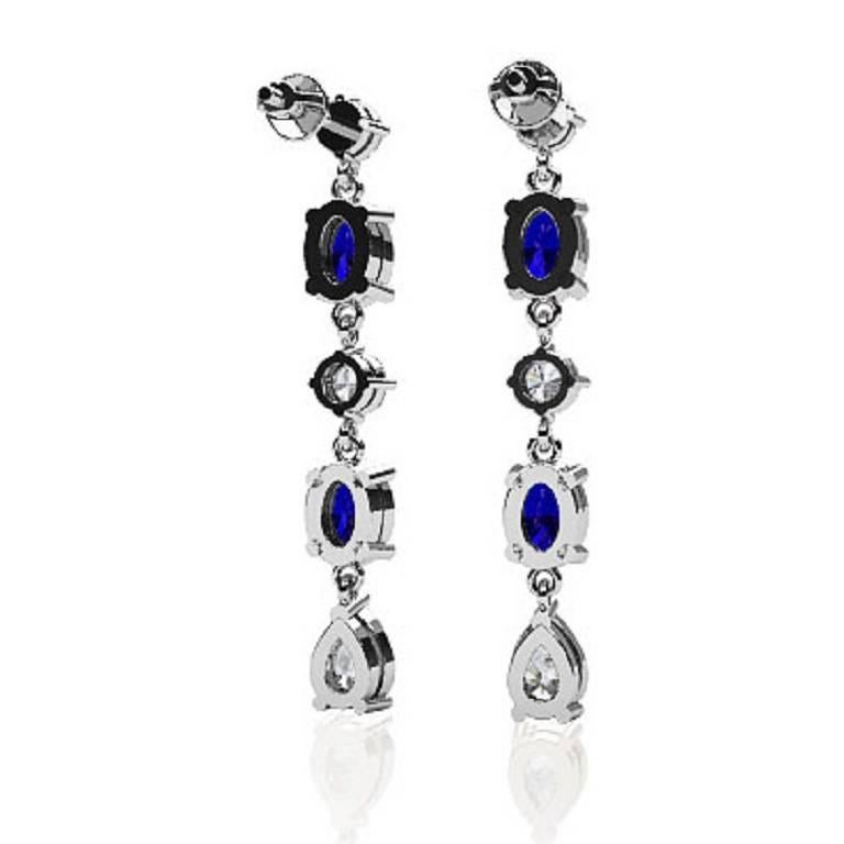 Women's Fancy Diamond Sapphire Drop Earrings