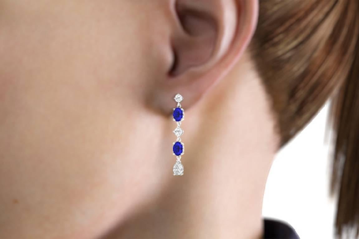 Fancy Diamond Sapphire Drop Earrings 5