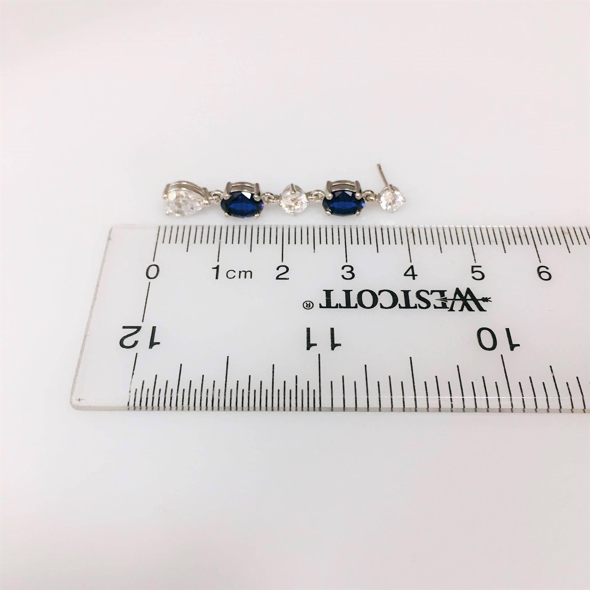 Fancy Diamond Sapphire Drop Earrings 3