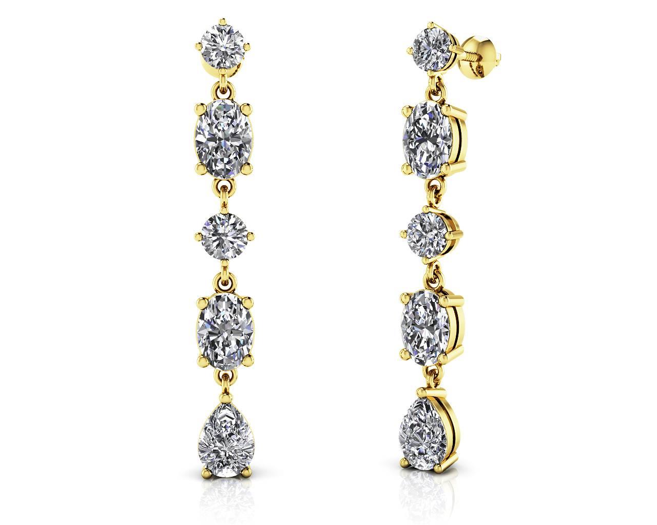 Oval and Pear Shape Dangling Red Carpet Diamond Earrings 3