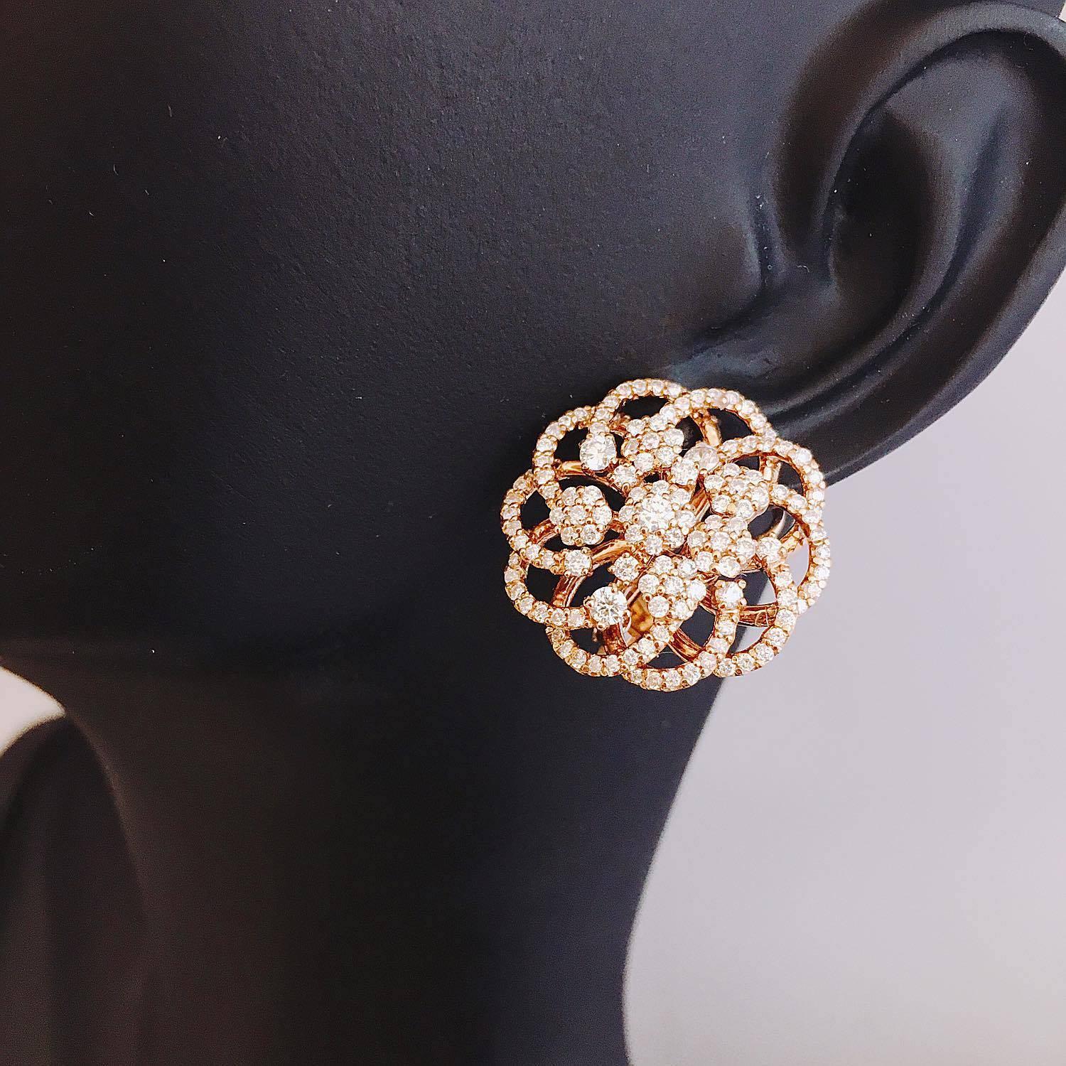 Modern Flower Diamond Earrings
