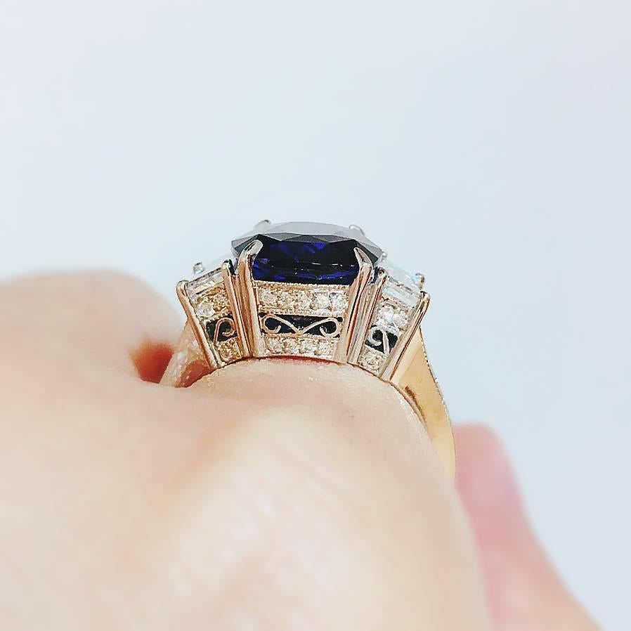 4.50 Carat Royal Blue Sapphire Diamond Ring In New Condition In New York, NY