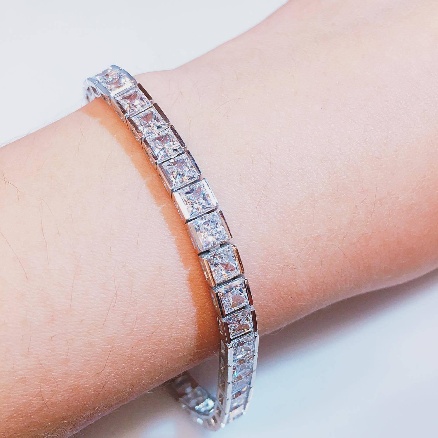 Modern Princess Cut Eternity Diamond Bracelet