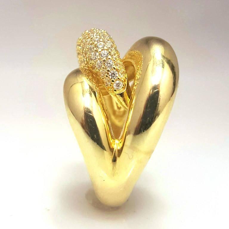 Micro Pave Diamond Gold Dome Ring In New Condition In New York, NY