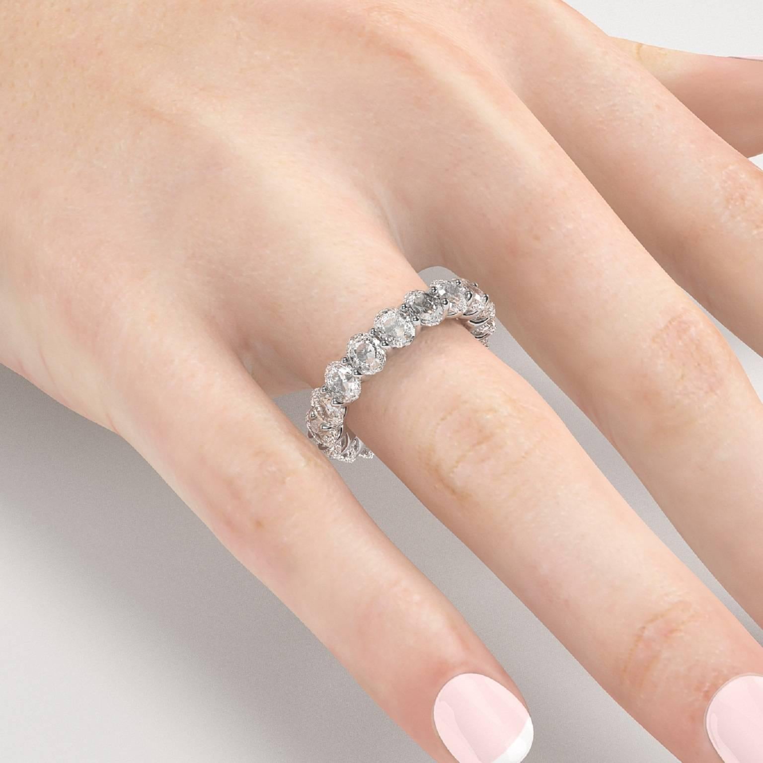 Modern 6.00 Carat Oval Diamond Eternity Ring