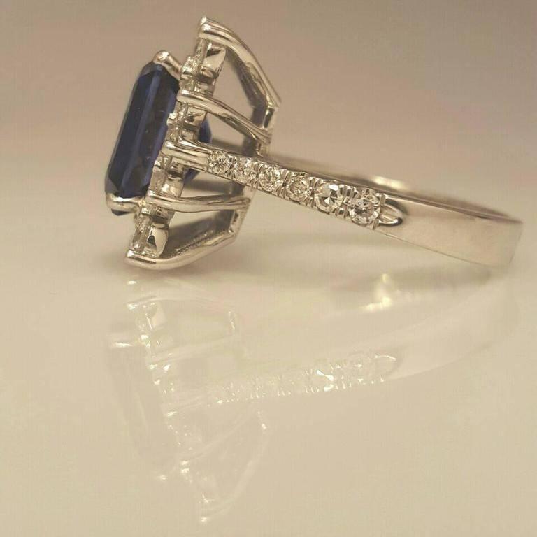 Approx total weight: 7.88cts
Diamond Color: E-F
Diamond Clarity: Vs 
Cut: Excellent 
Sapphire: Very clean Deep Blue Color  
If you would like to see a video of this lovely piece please send us a message and we will be glad to arrange it!
All Emilio!