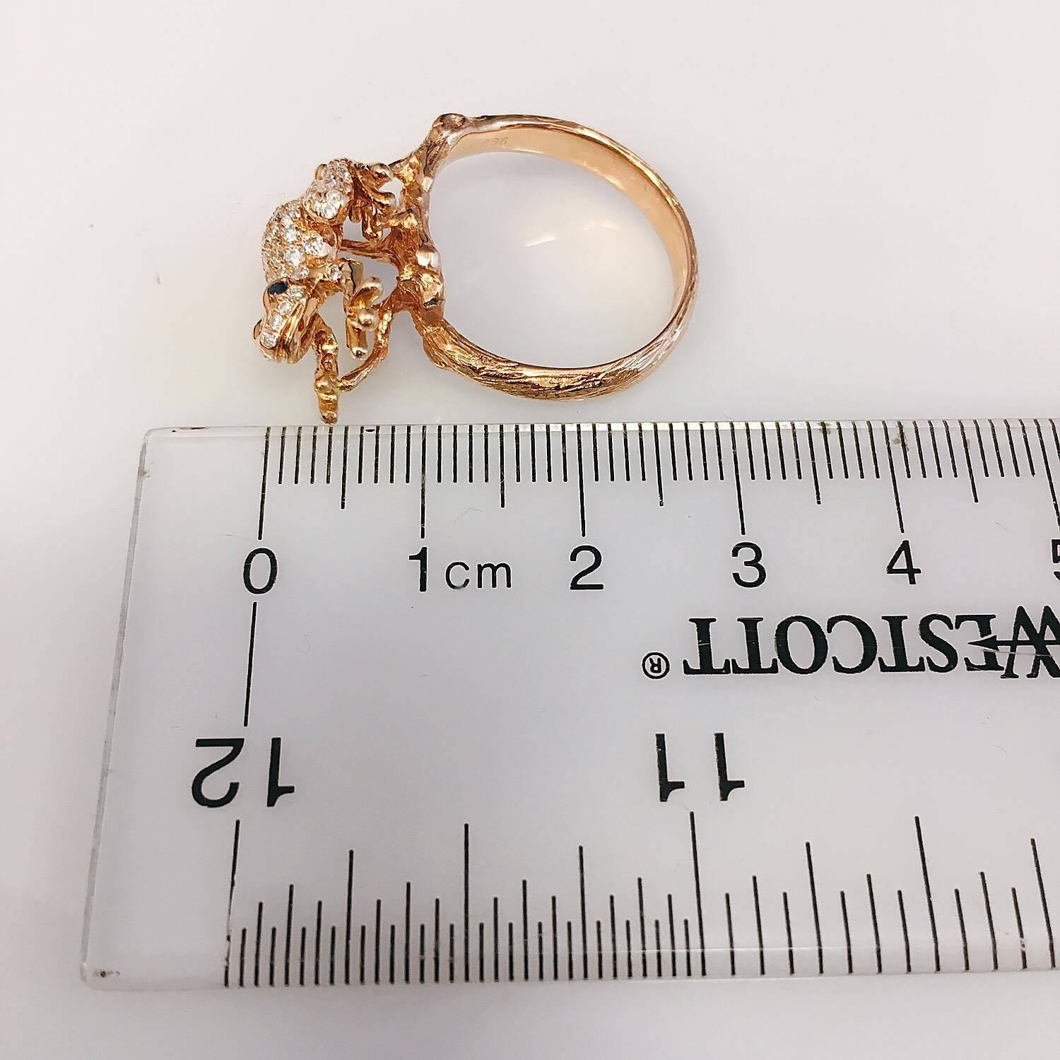 18 Karat Rose Gold Leaping Diamond Frog Diamond Ring 1