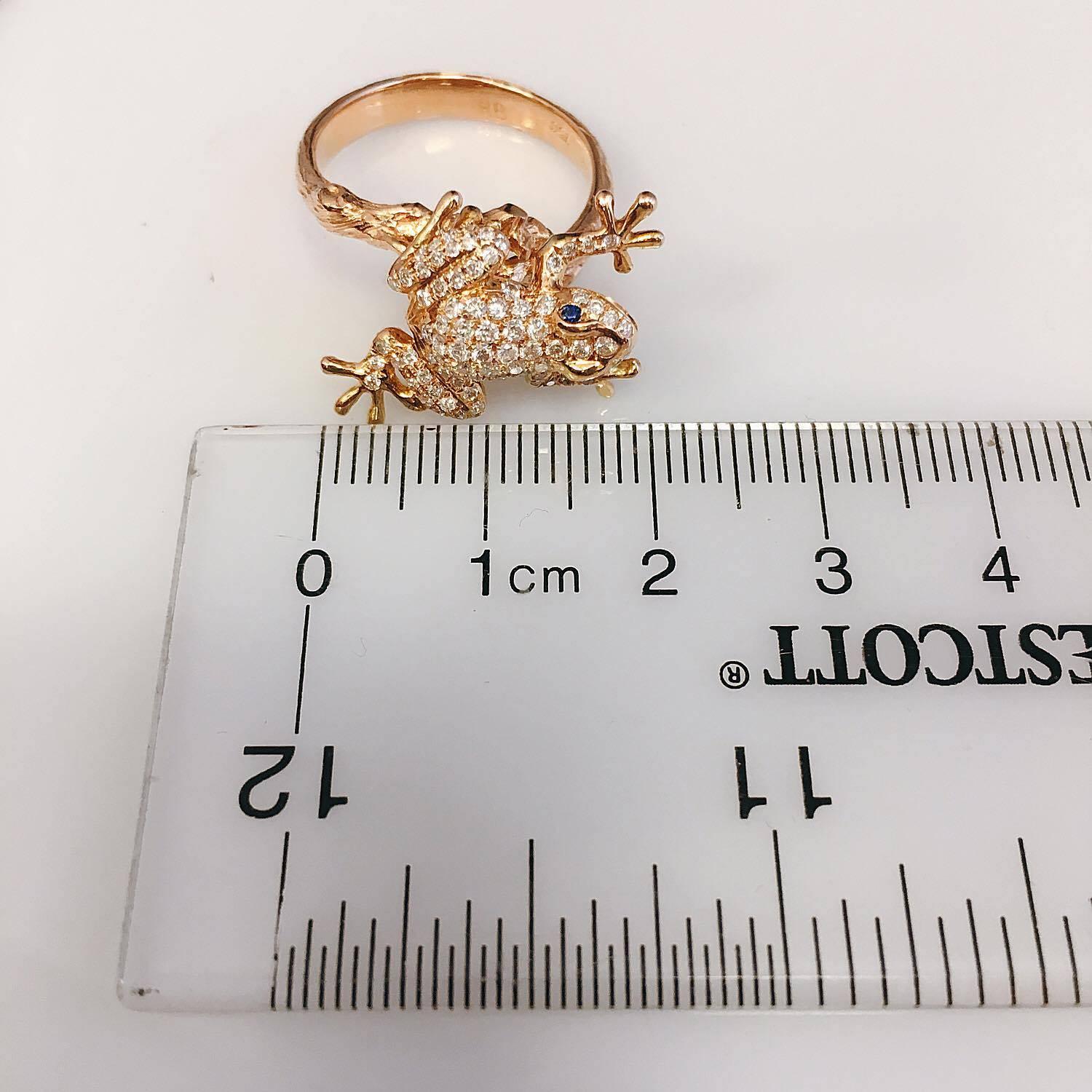 18 Karat Rose Gold Leaping Diamond Frog Diamond Ring 2