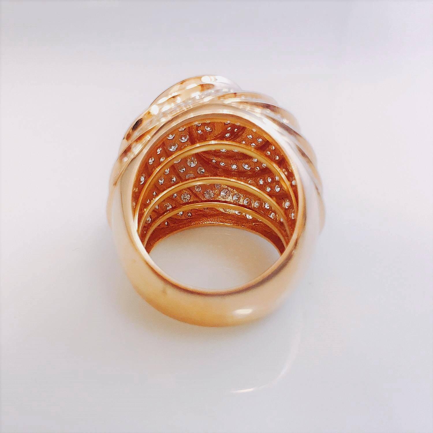 Emilio Jewelry Micro Pave Diamond Rose Gold Ring In New Condition In New York, NY