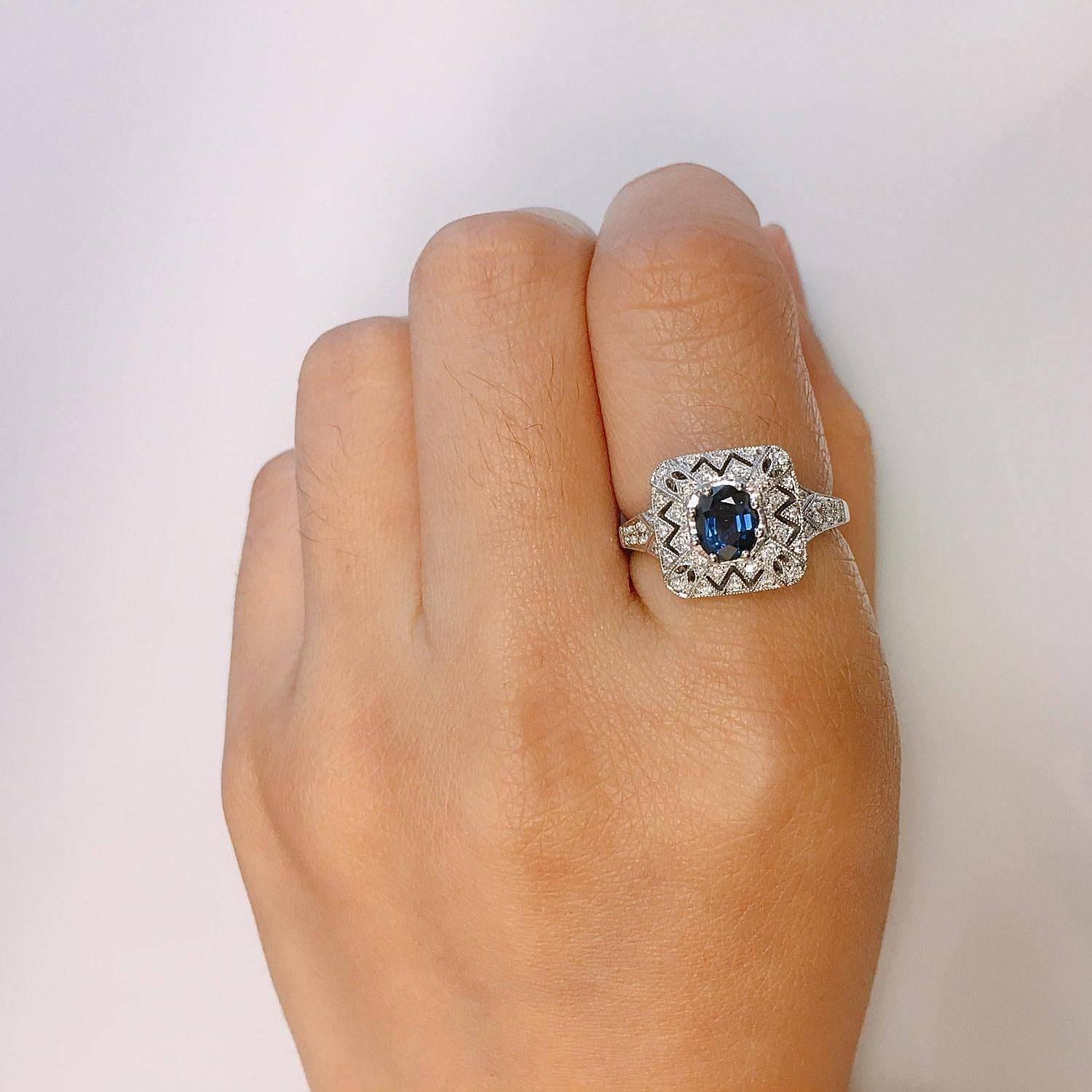 Women's Emilio Jewelry Sapphire Diamond Ring