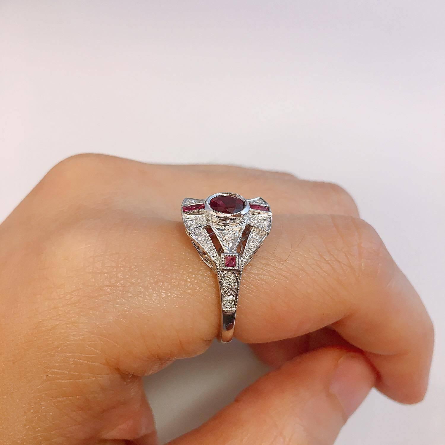 Modern Emilio Jewelry Ruby Diamond Ring