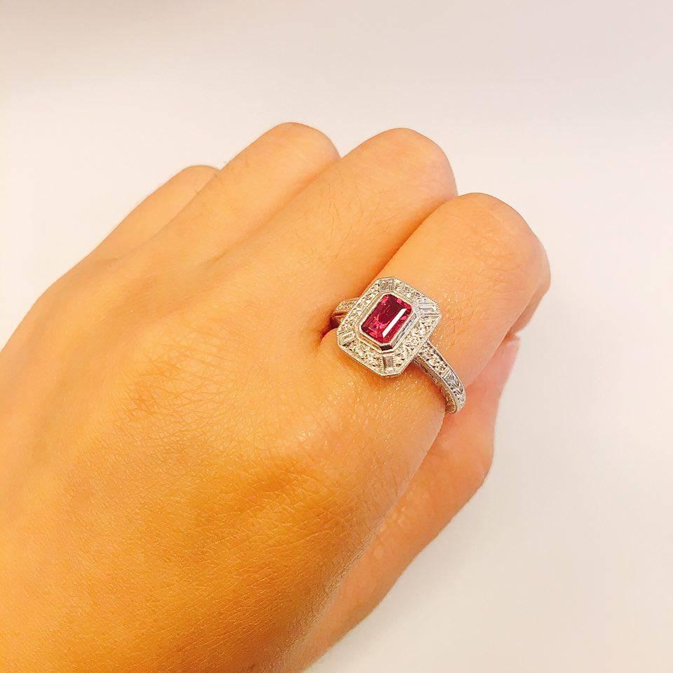 Modern Emilio Jewelry Pink Tourmaline Diamond Ring