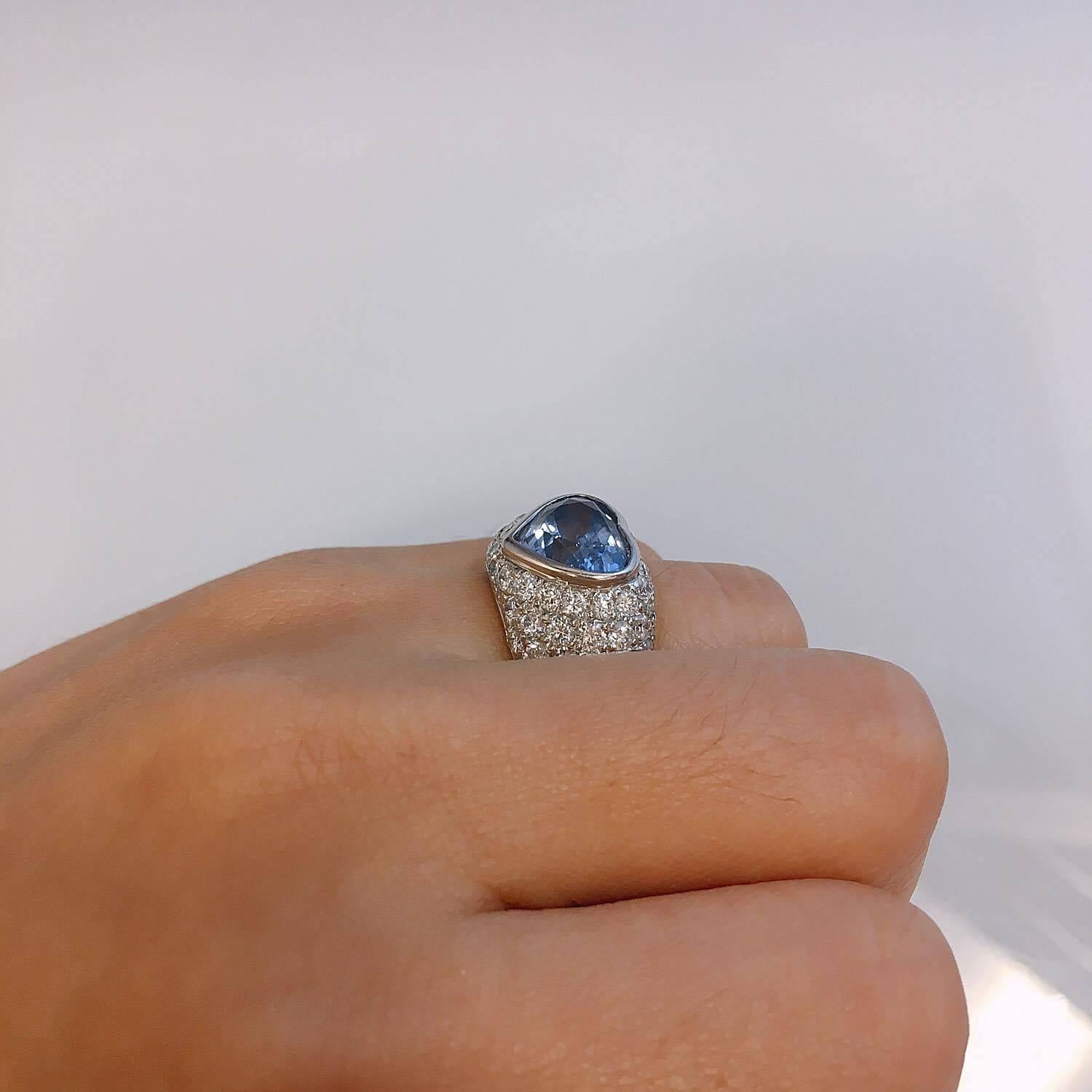 Women's Approx 7.65 Carat Heart Sapphire Diamond Ring
