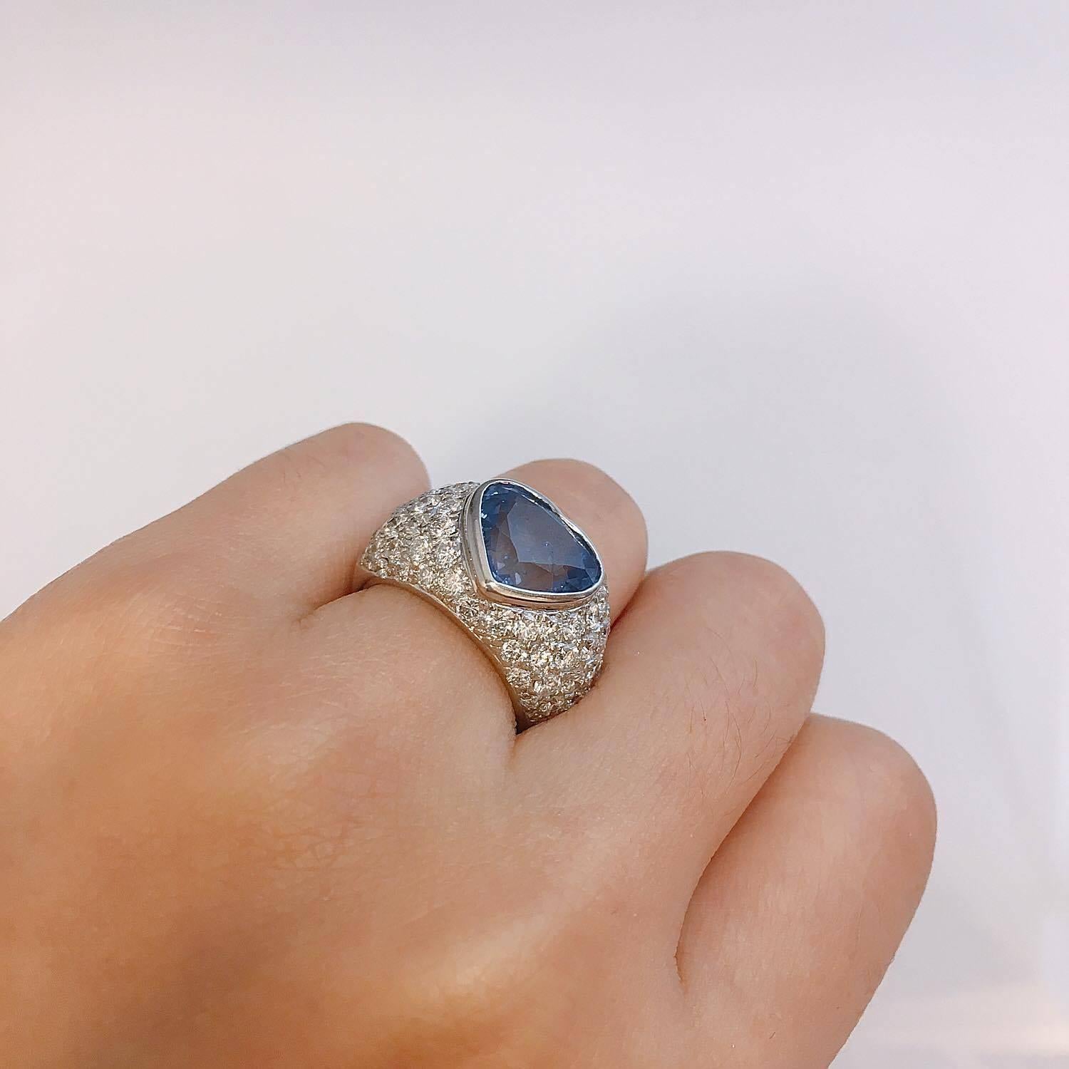 Approx 7.65 Carat Heart Sapphire Diamond Ring 1
